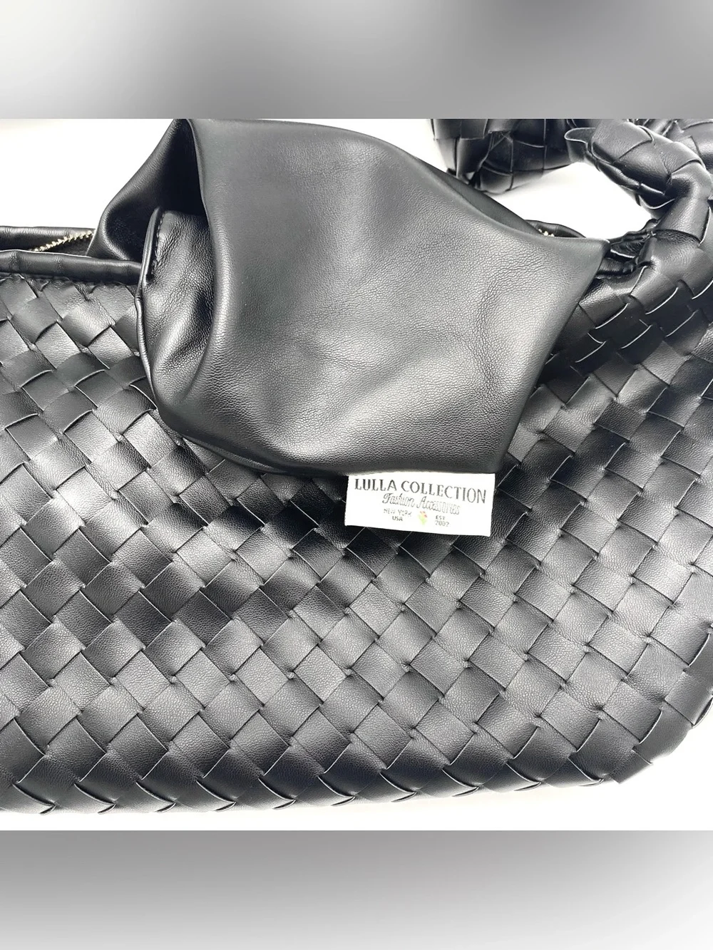 Lulla Collection Woven Knot Small Black HandBag Purse